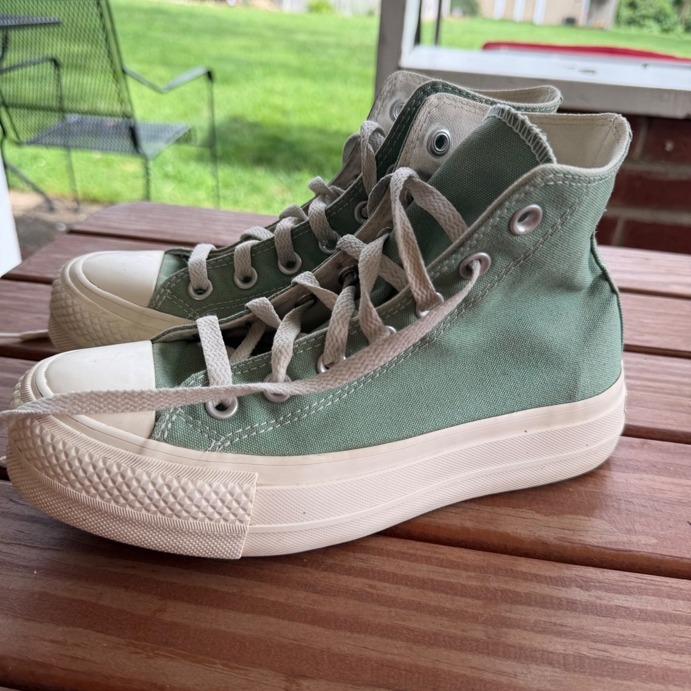 Converse Chuck Taylor All Star Lift Hi Sage Green Platform Sneakers Womens 6